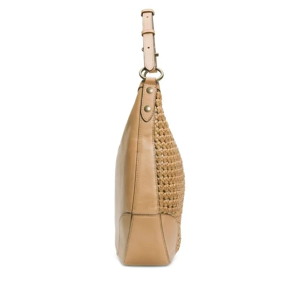 New! FRYE Melissa Woven Leather Scooped Hobo Bag Handbag Adjustable Strap